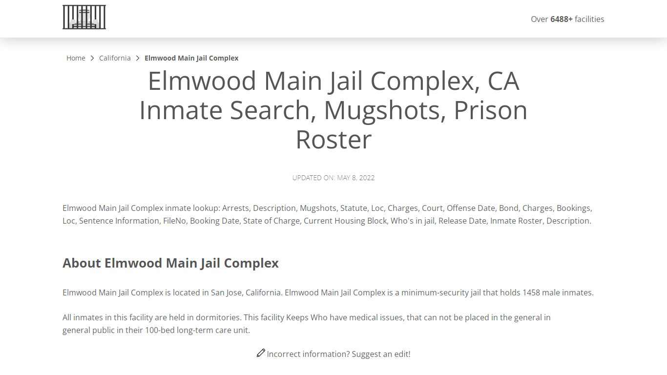 Elmwood Main Jail Complex, CA Inmate Search, Mugshots ...